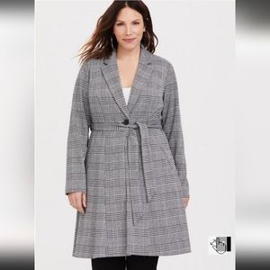 Torrid 1 NWT Textured Plaid Trench Coat